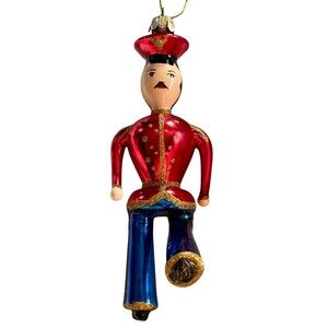Santa’s Best Vintage Glass Toy Soldier Christmas Ornament Nutcracker